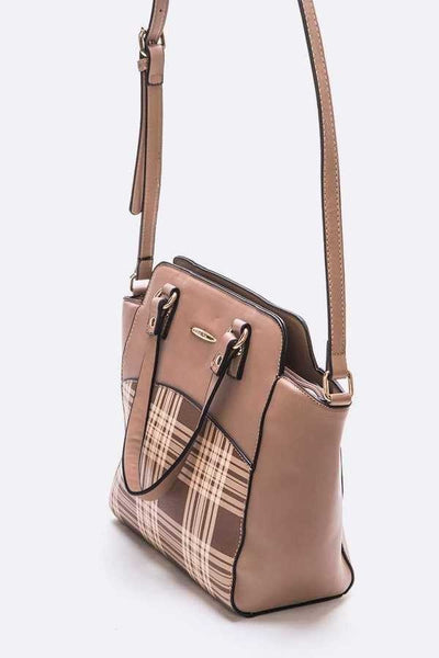Women's Retro Plaid Print Convertible Satchel Handbag Blissfully Beautiful Boutique