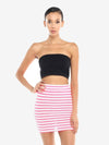 Pink and White Striped Mini Bodycon Skirt Blissfully Beautiful Boutique