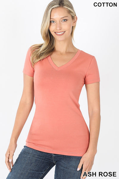 Women's  V Neck Cotton Short Sleeve Top | Blissfully Beautiful Boutique Blissfully Beautiful Boutique