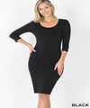 Women's Black Cotton Classic Scoop Neck Midi Dress Blissfully Beautiful Boutique