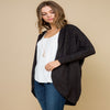 Women's Black Solid Hacci Open Front Long Sleeve Cardigan Sweater Blissfully Beautiful Boutique