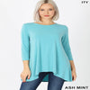 Women's Light Blue High Low 3/4 Sleeve Flared Top Blissfully Beautiful Boutique