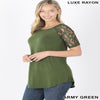 Women's Golden Brown Luxe Lace Sleeve Round Neck Top Blissfully Beautiful Boutique