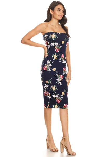 Lined, strapless, Floral Fit Dress Blissfully Beautiful Boutique