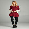 Women's Burgundy Long Sleeve Blouse with Unique Lace Designed Sleeves Blissfully Beautiful Boutique