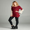 Women's Burgundy Long Sleeve Blouse with Unique Lace Designed Sleeves Blissfully Beautiful Boutique