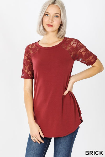 Women's Burgundy Lace Short Sleeve Lace Top | Blissfully Beautiful Boutique Blissfully Beautiful Boutique