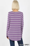 Women's Purple Long Sleeve Striped Top | Blissfully Beautiful Boutique Blissfully Beautiful Boutique