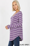 Women's Purple Long Sleeve Striped Top | Blissfully Beautiful Boutique Blissfully Beautiful Boutique