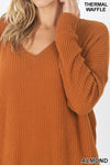 Women's Long Sleeve V-Neck Pullover Sweater with Side Slits | Blissfully Beautiful Boutique Blissfully Beautiful Boutique