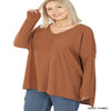 Women's Plus Long Sleeve Round Neck Pullover Sweater with Side Slits Blissfully Beautiful Boutique