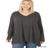 Women's Plus Long Sleeve Round Neck Pullover Sweater with Side Slits Blissfully Beautiful Boutique