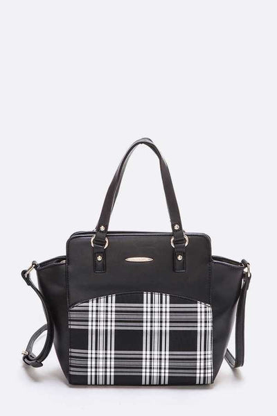 Women's Retro Plaid Print Convertible Satchel Handbag Blissfully Beautiful Boutique