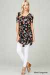 Women's White Open Shoulder Floral Swing Tunic Top | Blissfully Beautiful Boutique Blissfully Beautiful Boutique